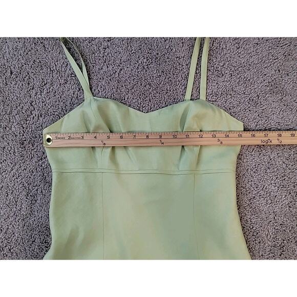 Ann Taylor Loft Linen Summer Dress Lime Green Size 0 Spaghetti Strap EUC - Picture 3 of 7
